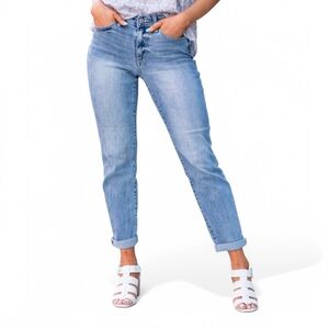 JUDY BLUE Kenna Mid Rise Bleach Washed Cuffed Boyfriend Women's Sz 11/30‎